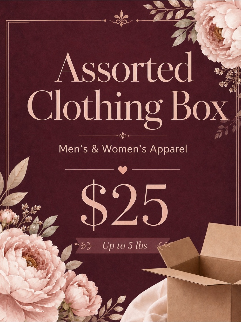 Assorted mystery Clothing Bundle for sale 📦 💰. Only $25 to add to your closet.